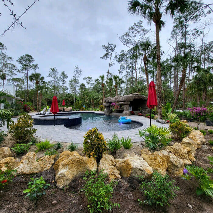 luxury pool in backyard oasis